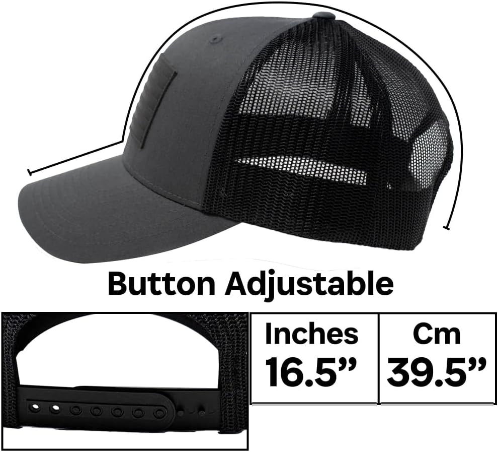 American Flag Hat – Leather Patch Mesh Back Snapback Hat for Men & Women USA Flag Trucker Hat, Casual Unisex Hat