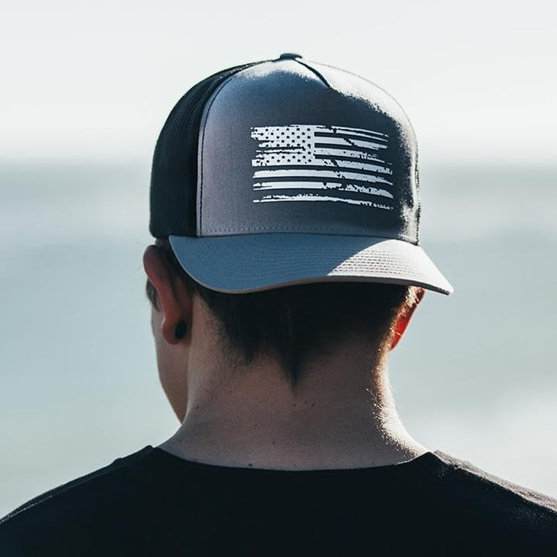 USA American Flag Snapback Hat for Men and Women | Embossed Logo Patriotic Mens Trucker Hats - US Flag