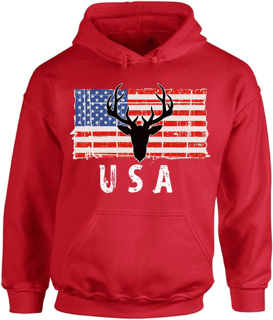 Hunting Deer USA Hoodie I'M American USA Men Women Hooded Sweatshirt