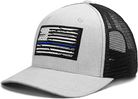 American Flag Hat, Baseball Cap for Men Women, Adjustable Snapback Hats USA Flag Trucker Hat Black