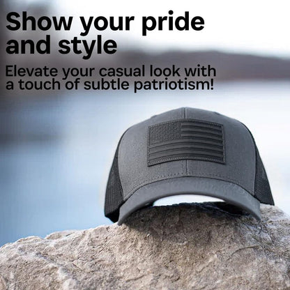 American Flag Hat – Leather Patch Mesh Back Snapback Hat for Men & Women USA Flag Trucker Hat, Casual Unisex Hat