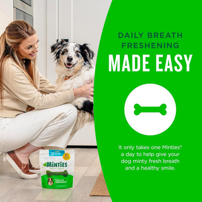 Dental Chews for Dogs, 40 Count, Vet-Recommended Mint-Flavored Treats for Tiny/Small Dogs 5-24 Lbs, Dental Bones Clean Teeth, Fight Bad Breath, and Removes Plaque and Tartar